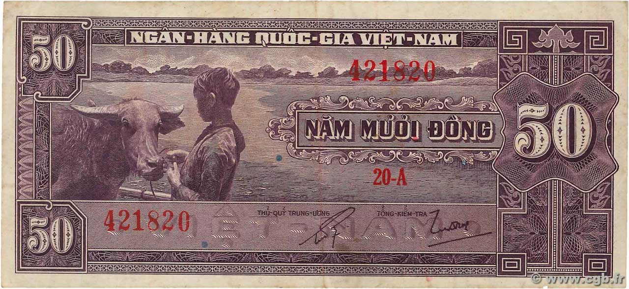50 Dong SOUTH VIETNAM  1956 P.07a VF