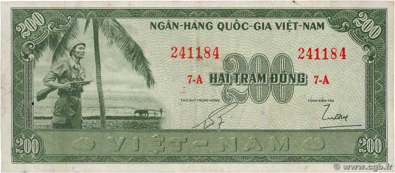 200 Dong SOUTH VIETNAM  1955 P.14a VF
