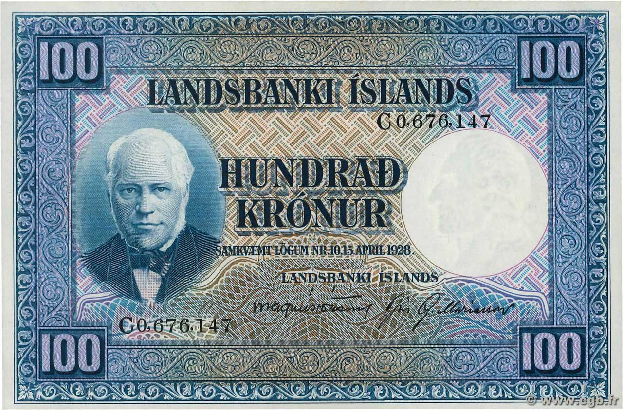 100 Kronur ICELAND  1948 P.35b UNC-