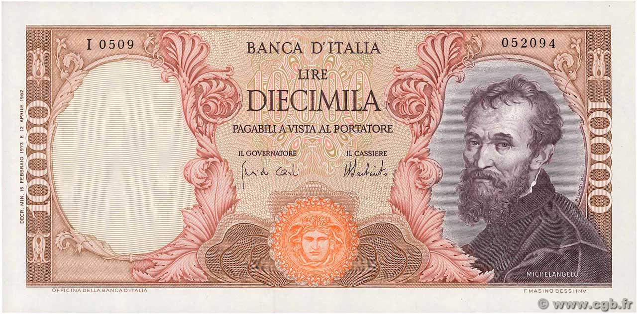 10000 Lire ITALIA  1973 P.097f FDC
