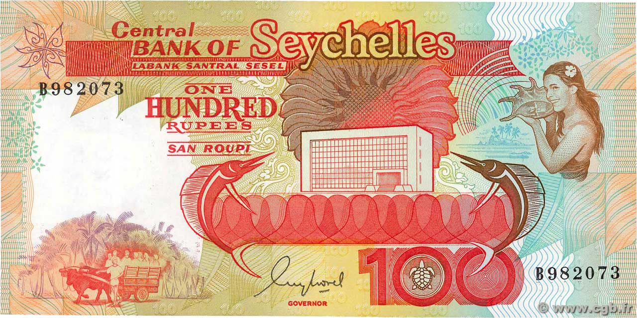 100 Rupees SEYCHELLES  1989 P.35 SC+