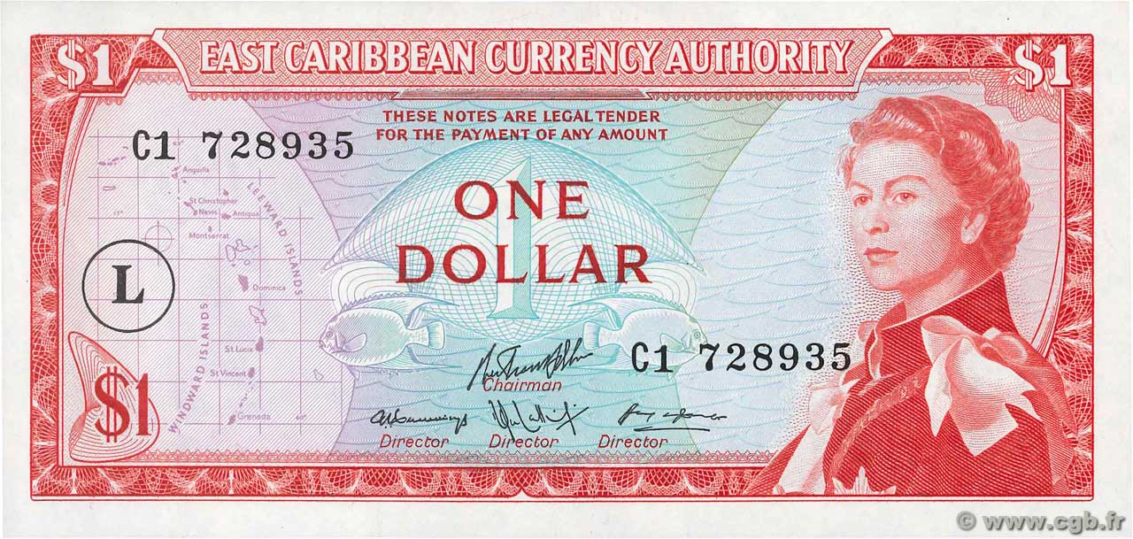 1 Dollar EAST CARIBBEAN STATES  1965 P.13l ST