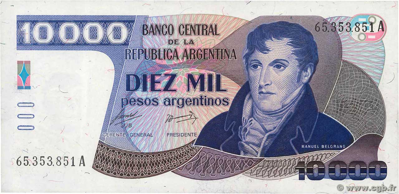10000 Pesos Argentinos ARGENTINA  1985 P.319a q.FDC