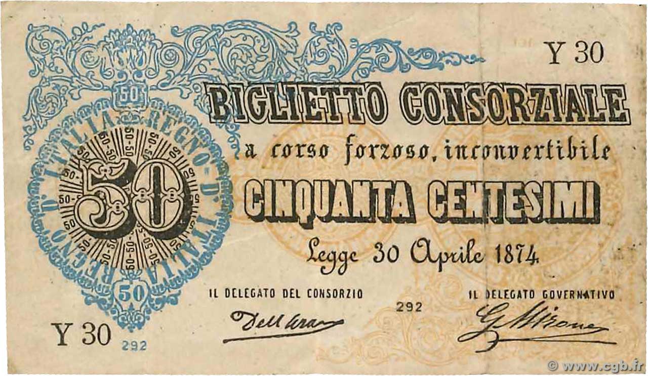 50 Centesimi ITALY  1874 P.001 VF