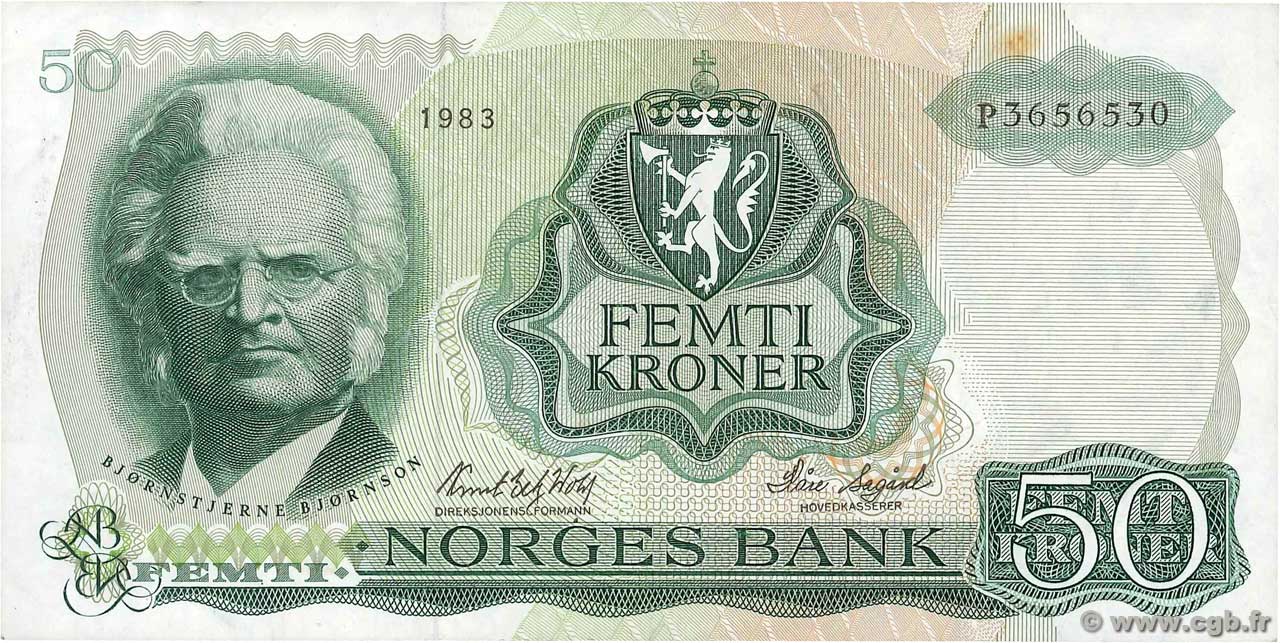 50 Kroner NORVÈGE  1983 P.37d TTB
