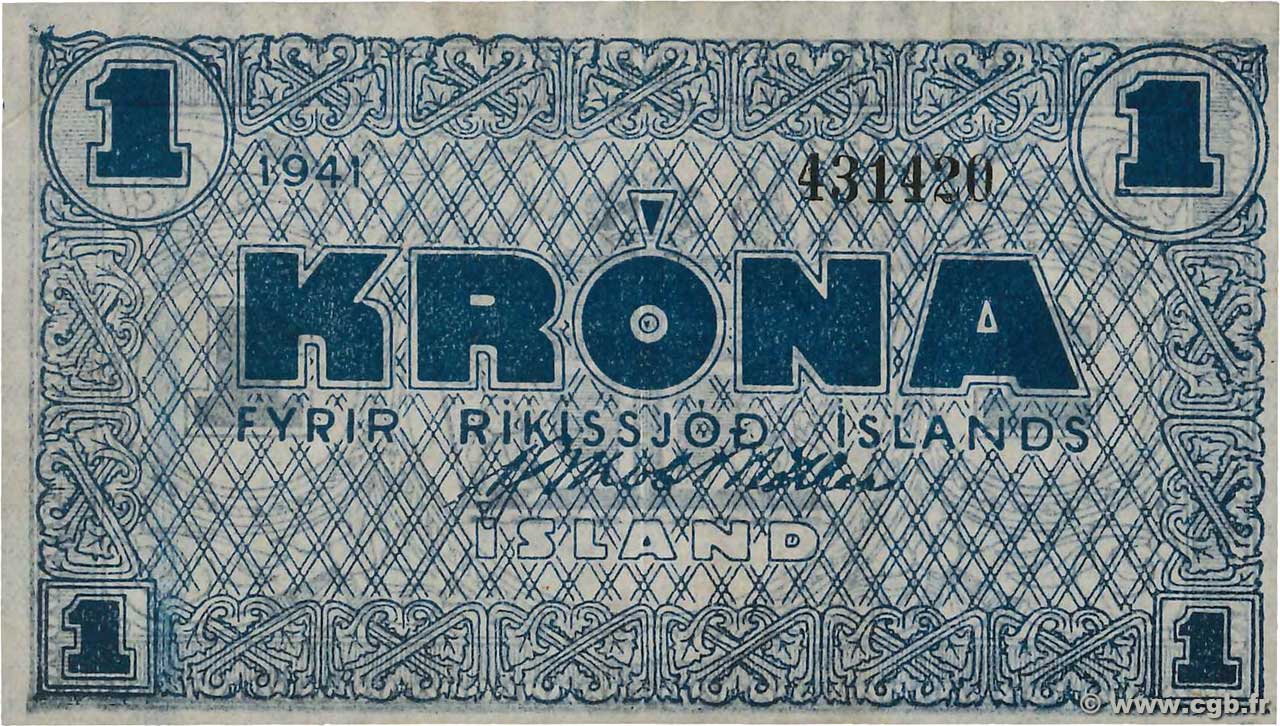 1 Krona ISLANDE  1941 P.22i SUP