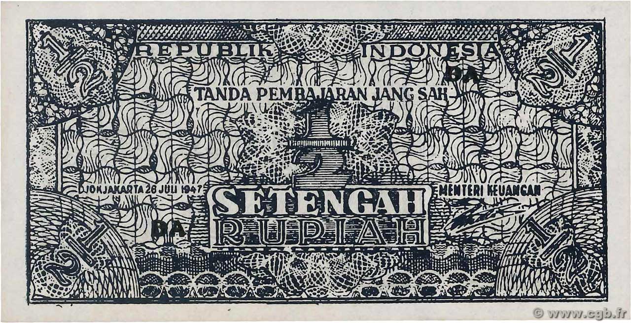1/2 Rupiah INDONESIA  1947 P.025 FDC