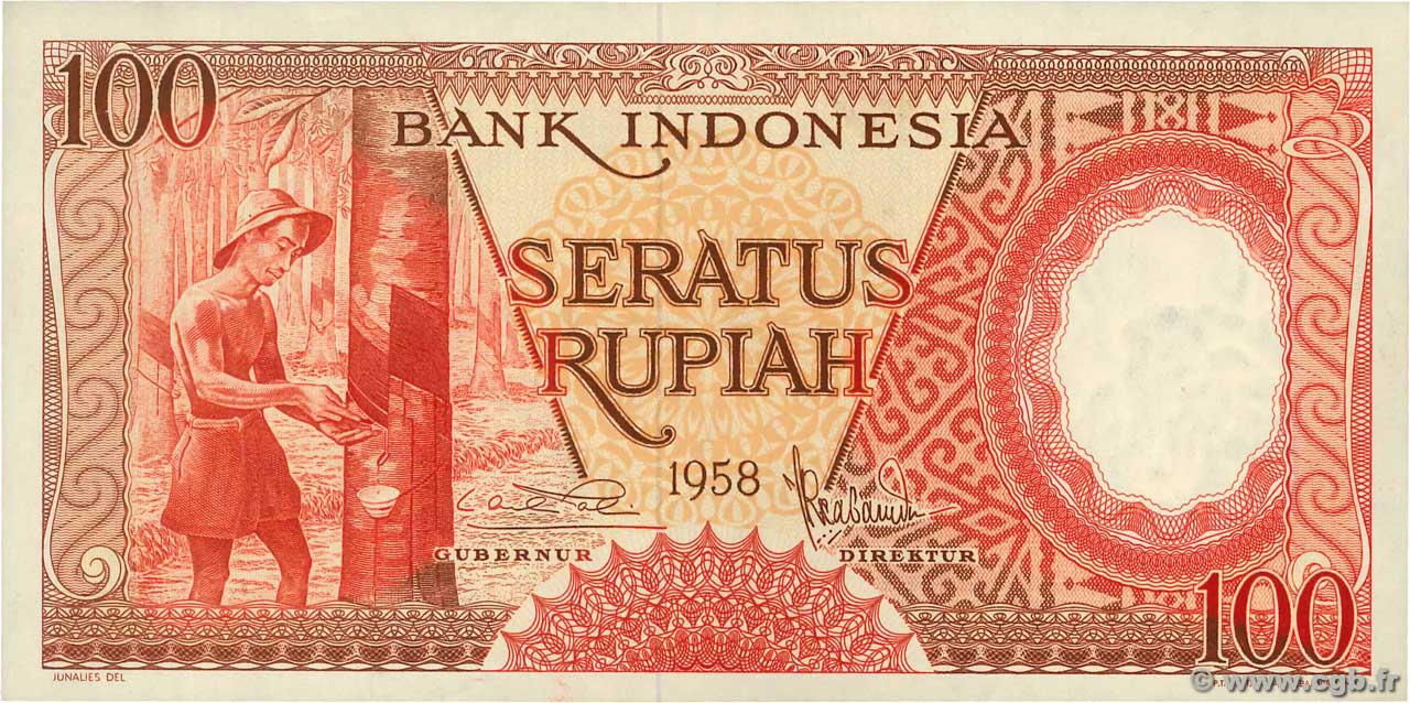 100 Rupiah INDONESIA  1958 P.059 FDC