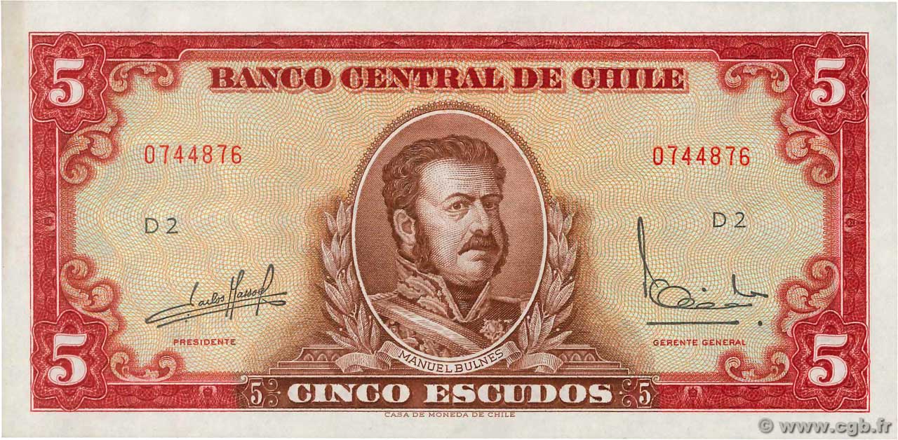 5 Escudos CHILE
  1964 P.138 SC