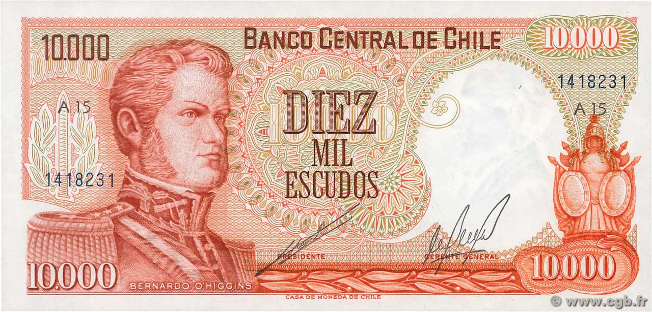 10000 Escudos CHILE
  1974 P.148 ST