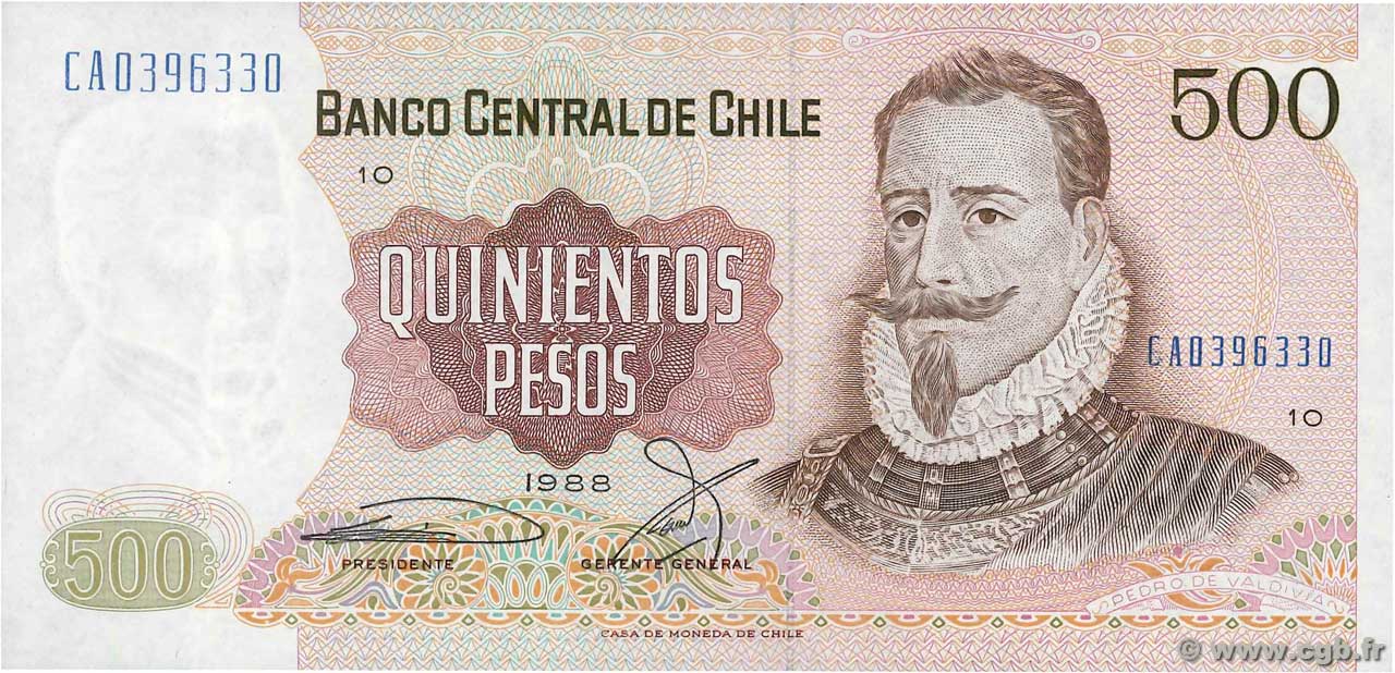 500 Pesos CHILE  1988 P.153b UNC