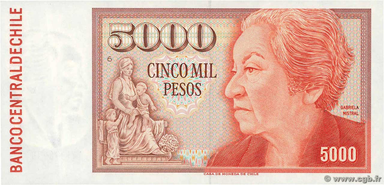 5000 Pesos CHILE
  1990 P.155b FDC