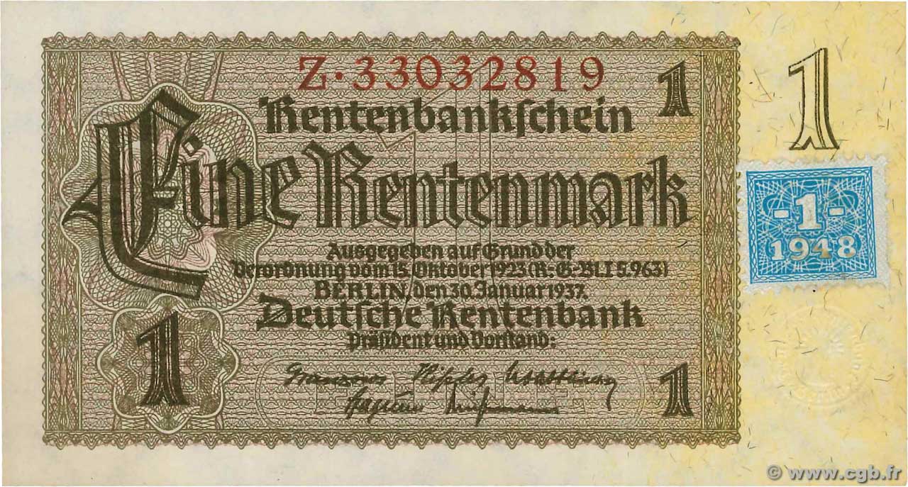 1 Deutsche Mark GERMAN DEMOCRATIC REPUBLIC  1948 P.01 UNC