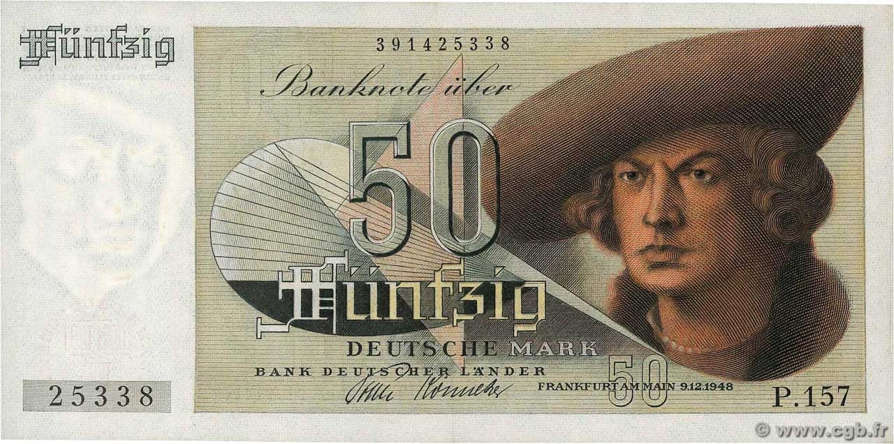 50 Deutsche Mark ALLEMAGNE FÉDÉRALE  1948 P.14a SUP