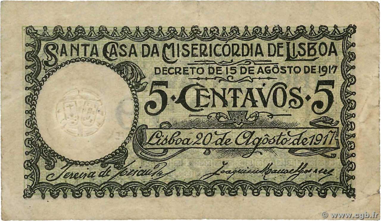 5 Centavos PORTUGAL Lisboa 1917  TTB