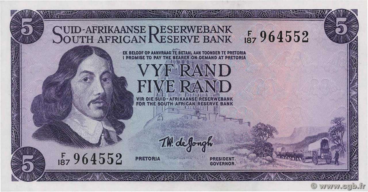 5 Rand SOUTH AFRICA  1974 P.112b UNC