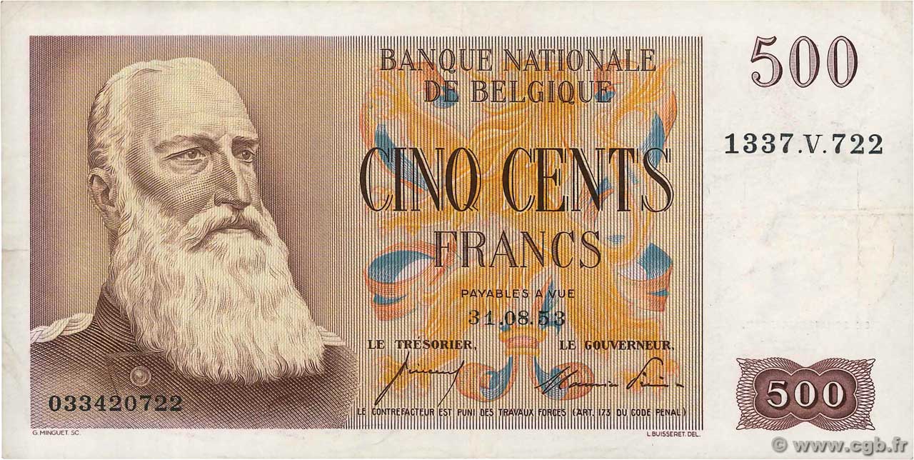 500 Francs BELGIQUE  1953 P.130a SUP