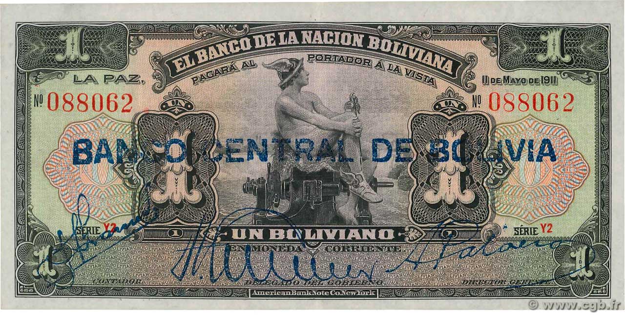 1 Boliviano BOLIVIA  1929 P.112 SC