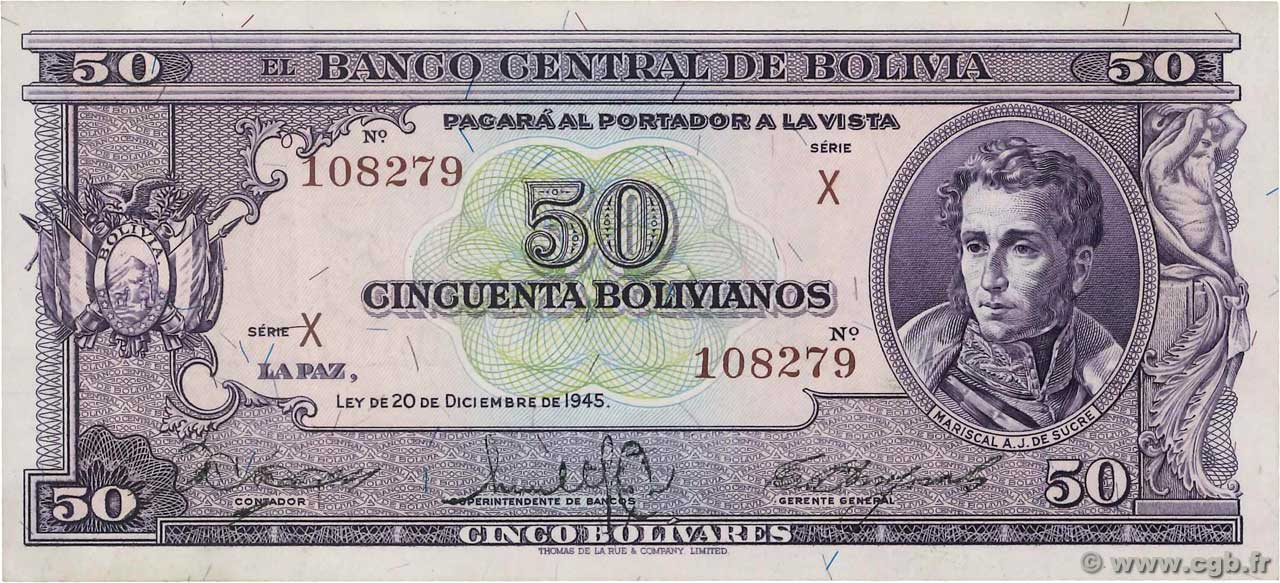 50 Bolivianos BOLIVIE  1945 P.141 NEUF