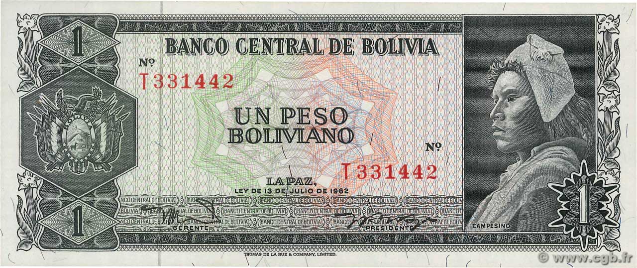 1 Peso Boliviano BOLIVIE  1962 P.158a NEUF