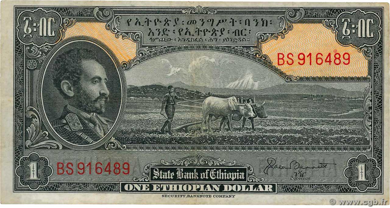 1 Dollar ETIOPIA  1945 P.12b BB