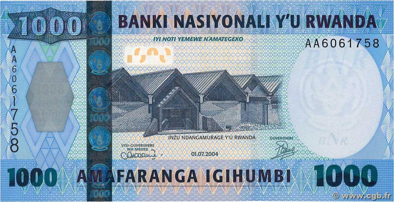 1000 Francs RWANDA  2004 P.31a UNC