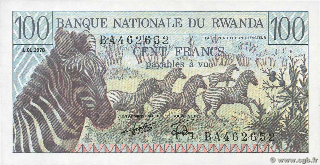 100 Francs RUANDA  1978 P.12a FDC