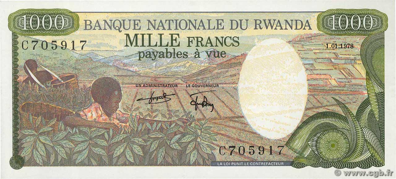1000 Francs RUANDA  1978 P.14a q.FDC