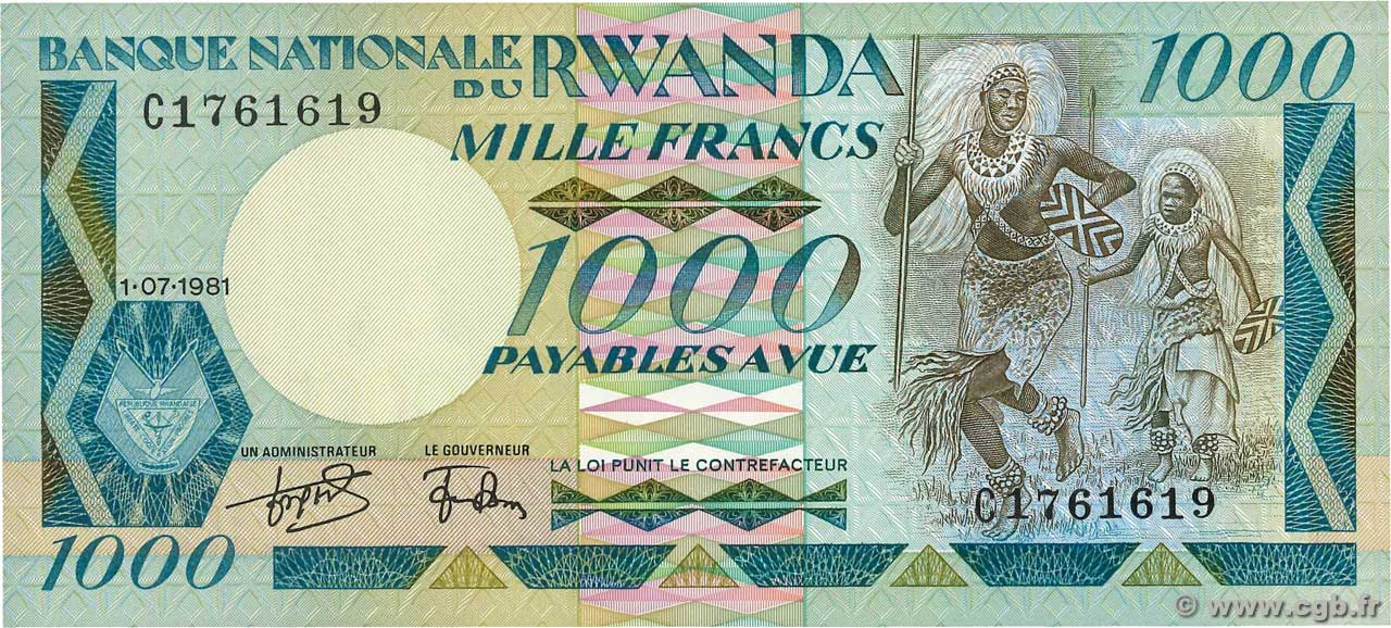 1000 Francs RWANDA  1981 P.17a UNC