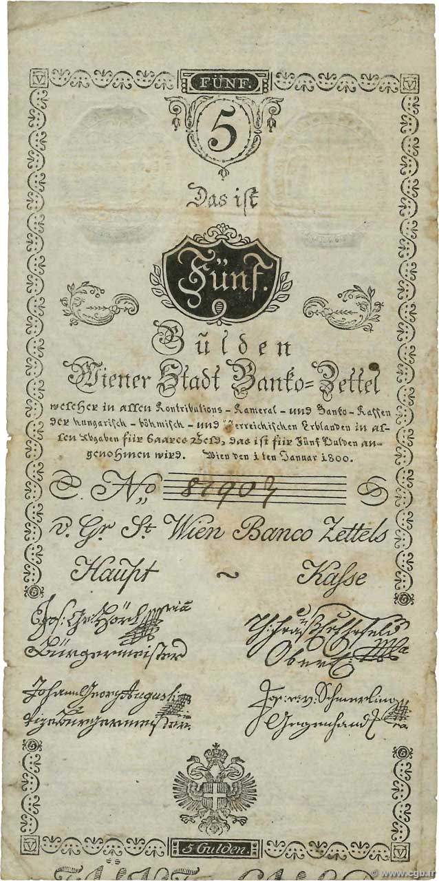 5 Gulden AUSTRIA  1806 P.A031a F