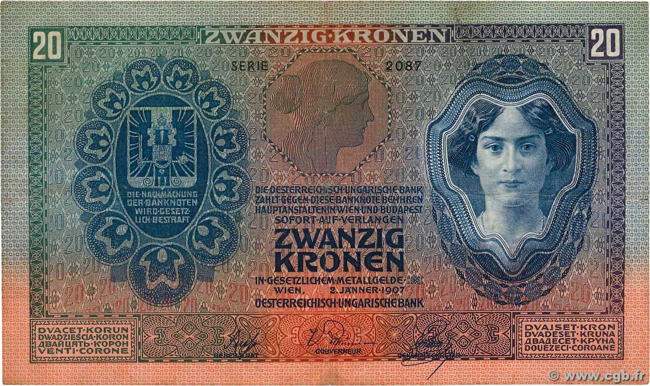 20 Kronen AUSTRIA  1907 P.010 VF