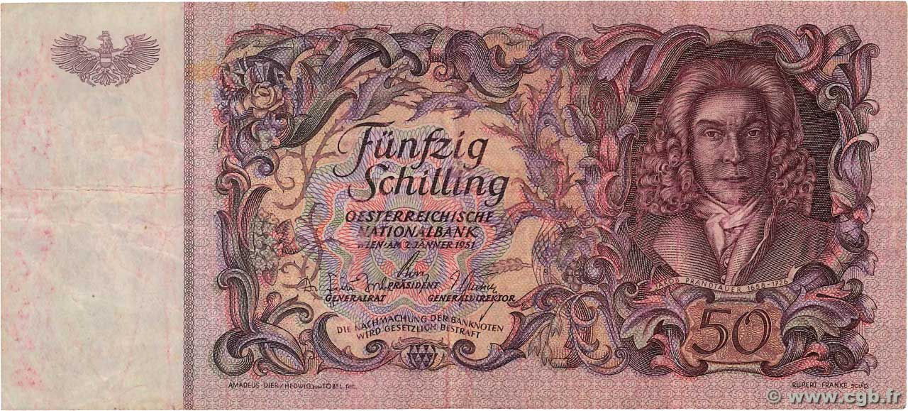 50 Schilling AUTRICHE  1951 P.130 TB