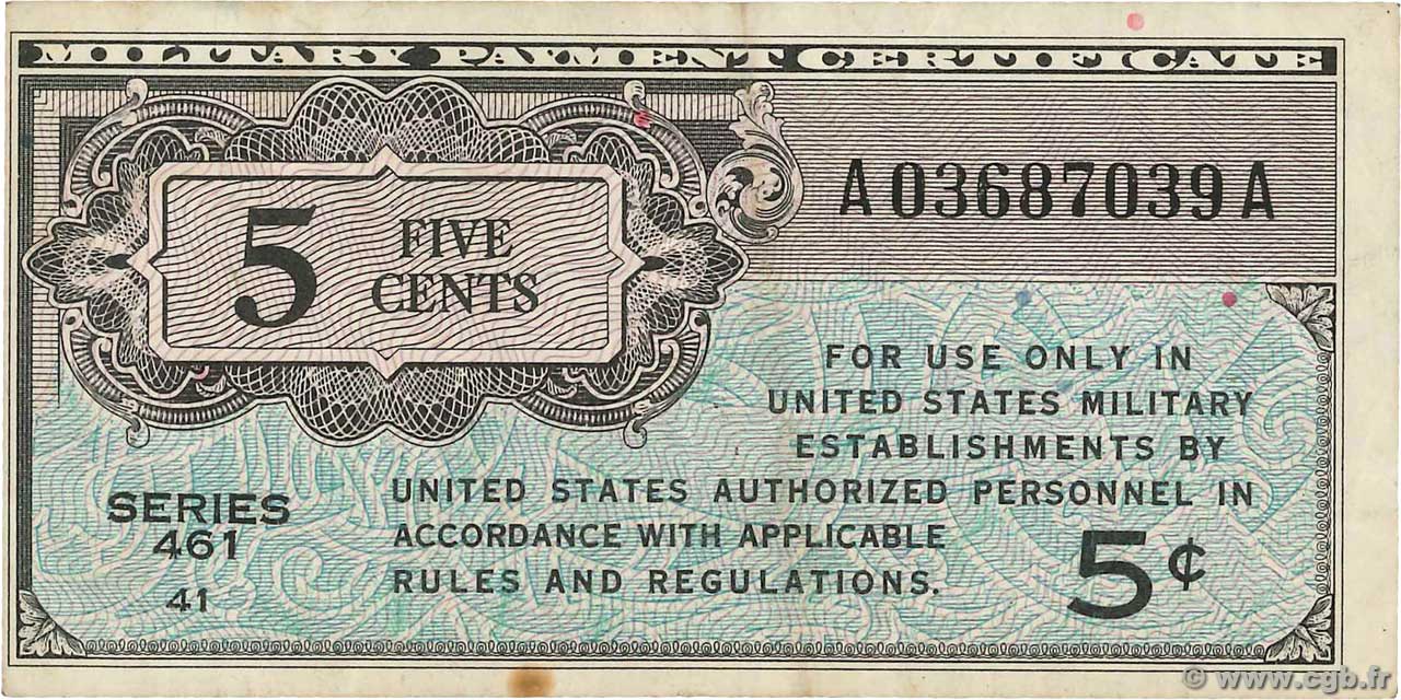 5 Cents UNITED STATES OF AMERICA  1946 P.M001 VF+