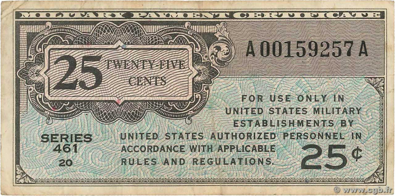 25 Cents ÉTATS-UNIS D AMÉRIQUE  1946 P.M003 TB