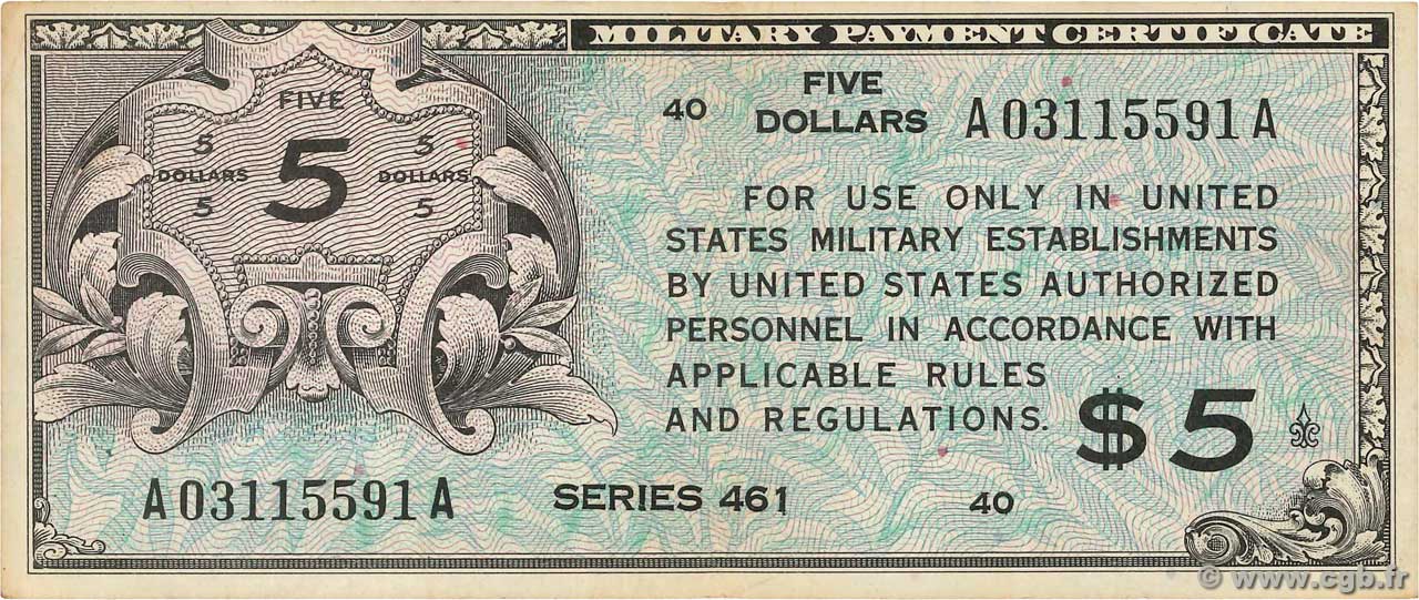 5 Dollars ÉTATS-UNIS D AMÉRIQUE  1946 P.M006 TTB