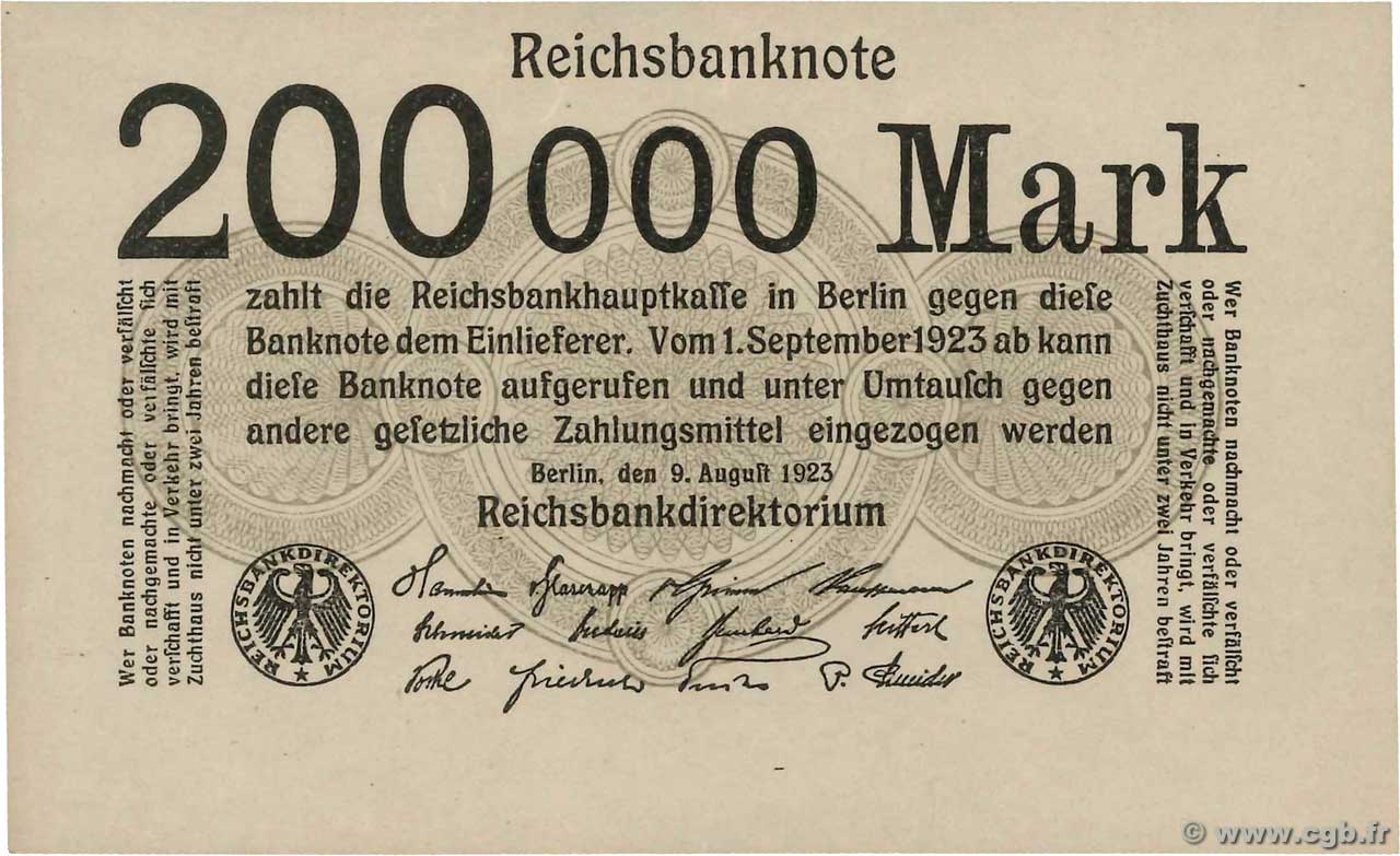 200000 Mark GERMANY  1923 P.100 UNC