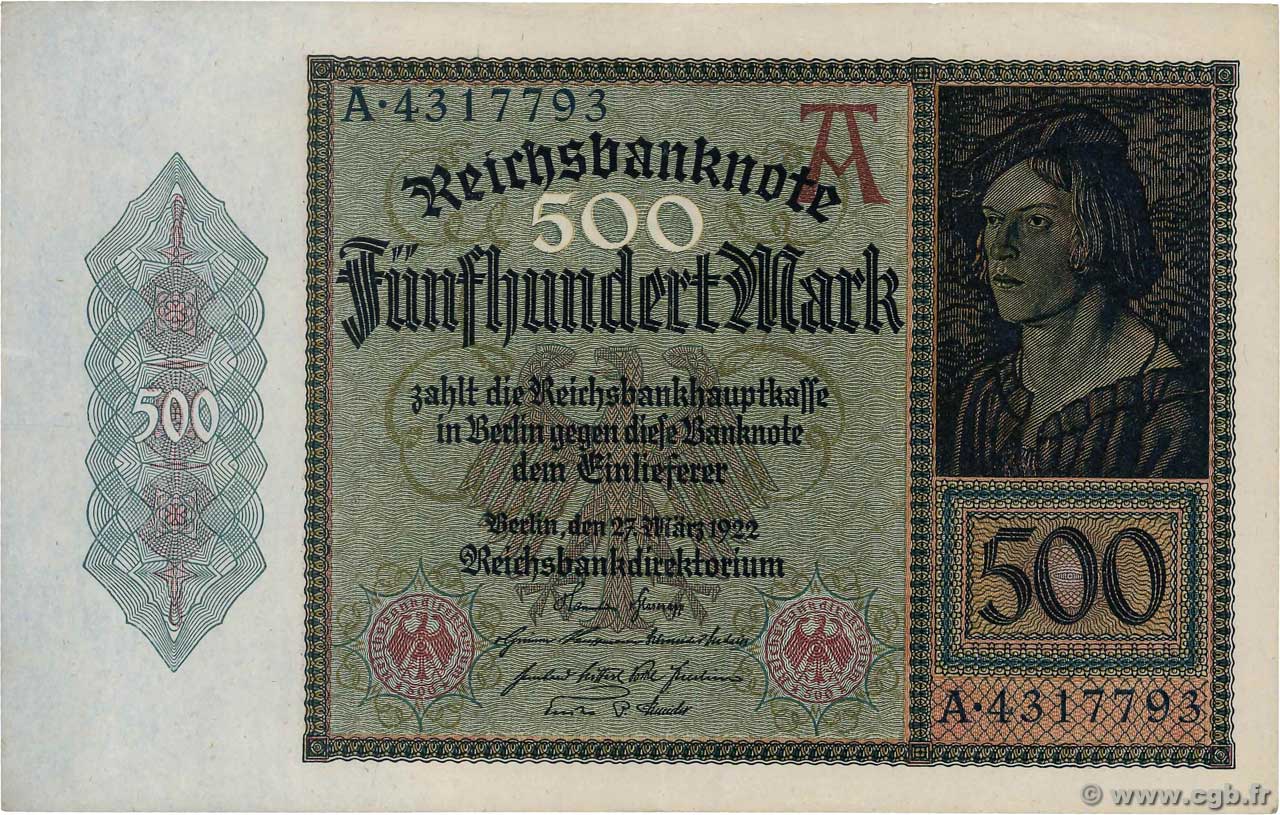 500 Mark GERMANIA  1922 P.073 SPL