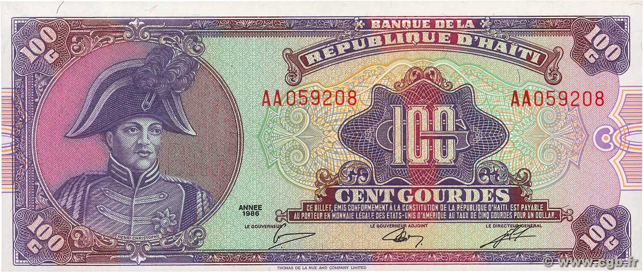 100 Gourdes HAÏTI  1986 P.250a NEUF