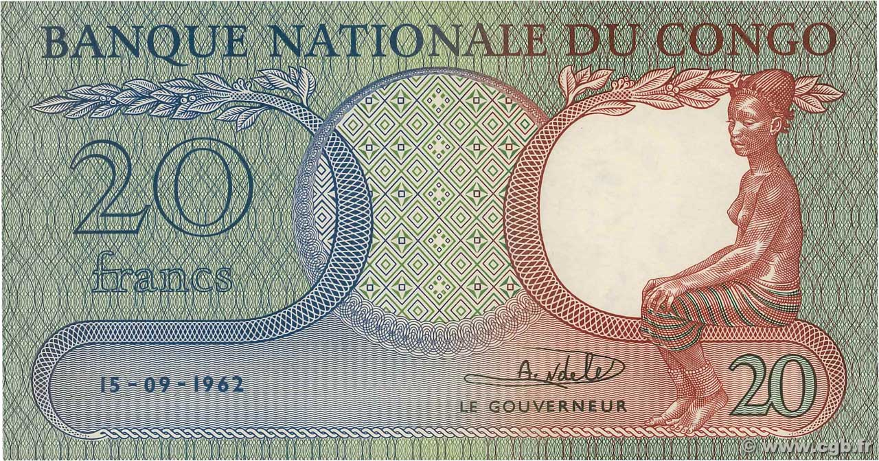 20 Francs CONGO (RÉPUBLIQUE)  1962 P.004a SUP+