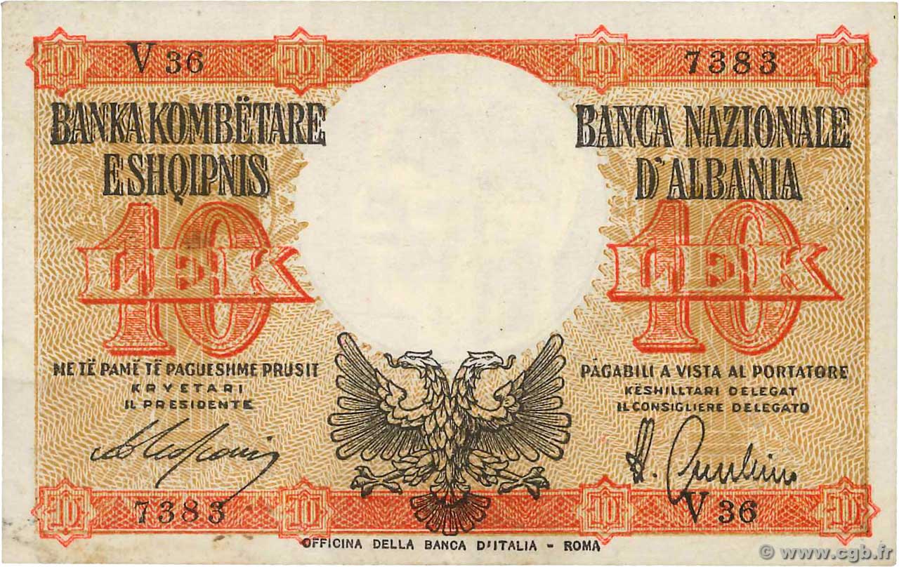 10 Lek ALBANIA  1940 P.11 XF