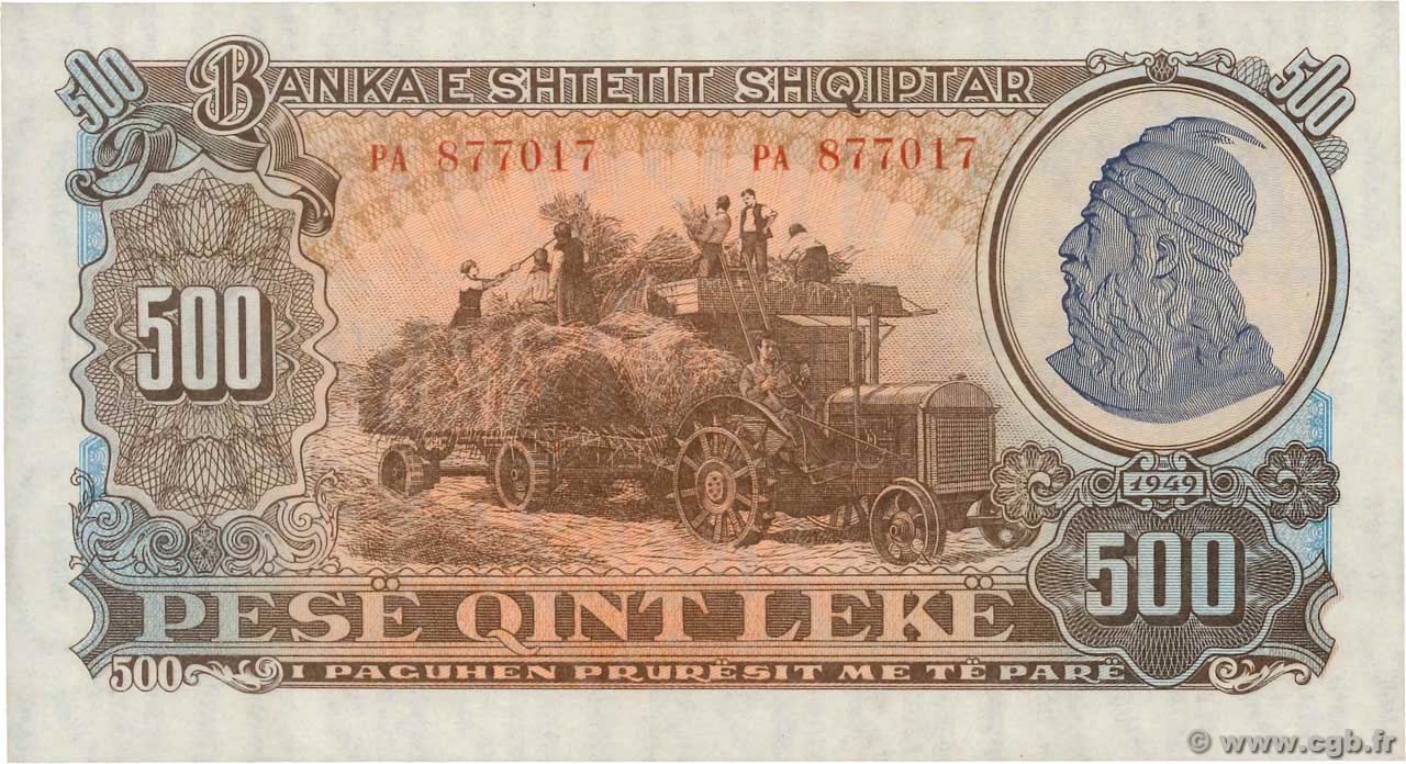 500 Leke ALBANIA  1949 P.27 SC+