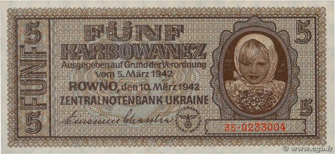 5 Karbowanez UKRAINE  1942 P.051 UNC-