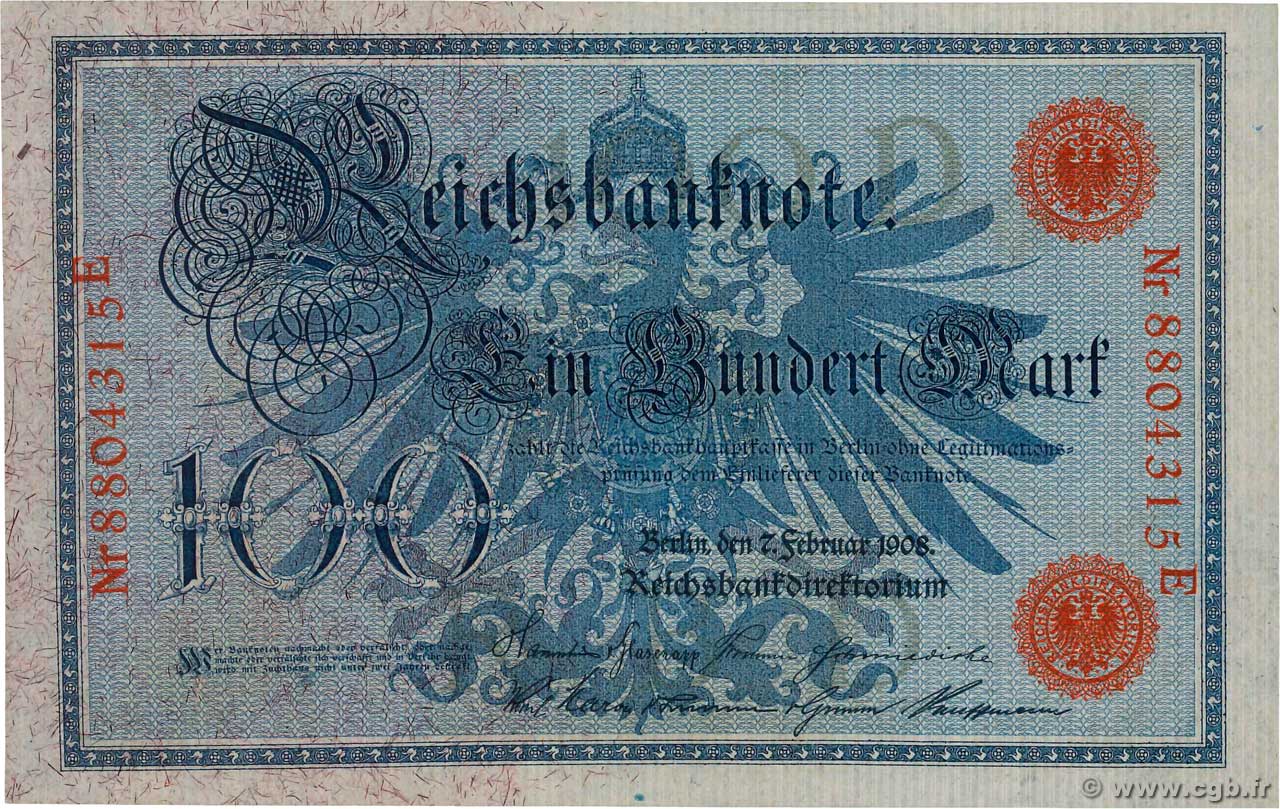 100 Mark GERMANIA  1908 P.033a FDC
