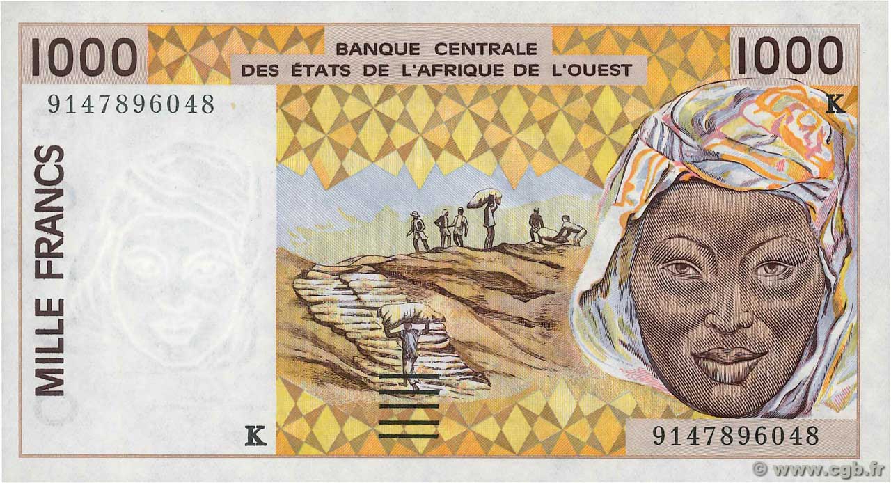 1000 Francs ÉTATS DE L AFRIQUE DE L OUEST  1991 P.711Ka pr.NEUF