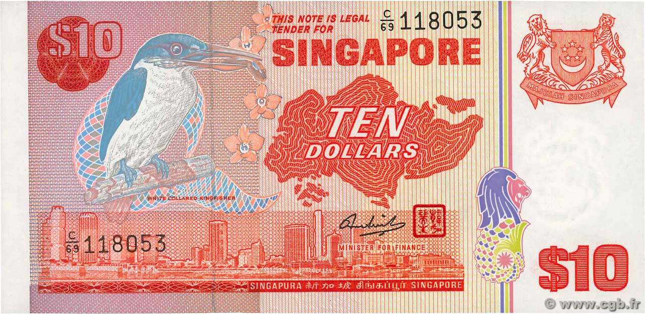10 Dollars SINGAPORE  1976 P.11b UNC