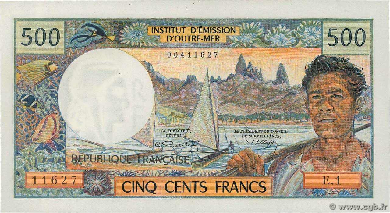 500 Francs TAHITI  1970 P.25a UNC