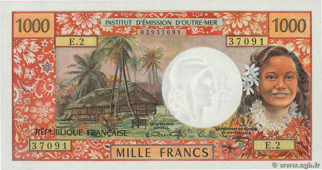 1000 Francs TAHITI  1971 P.27a UNC-