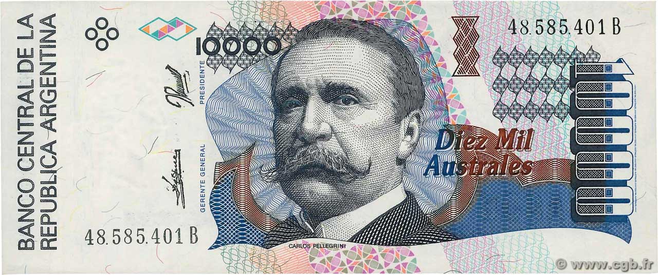 10000 Australes ARGENTINA  1989 P.334a UNC