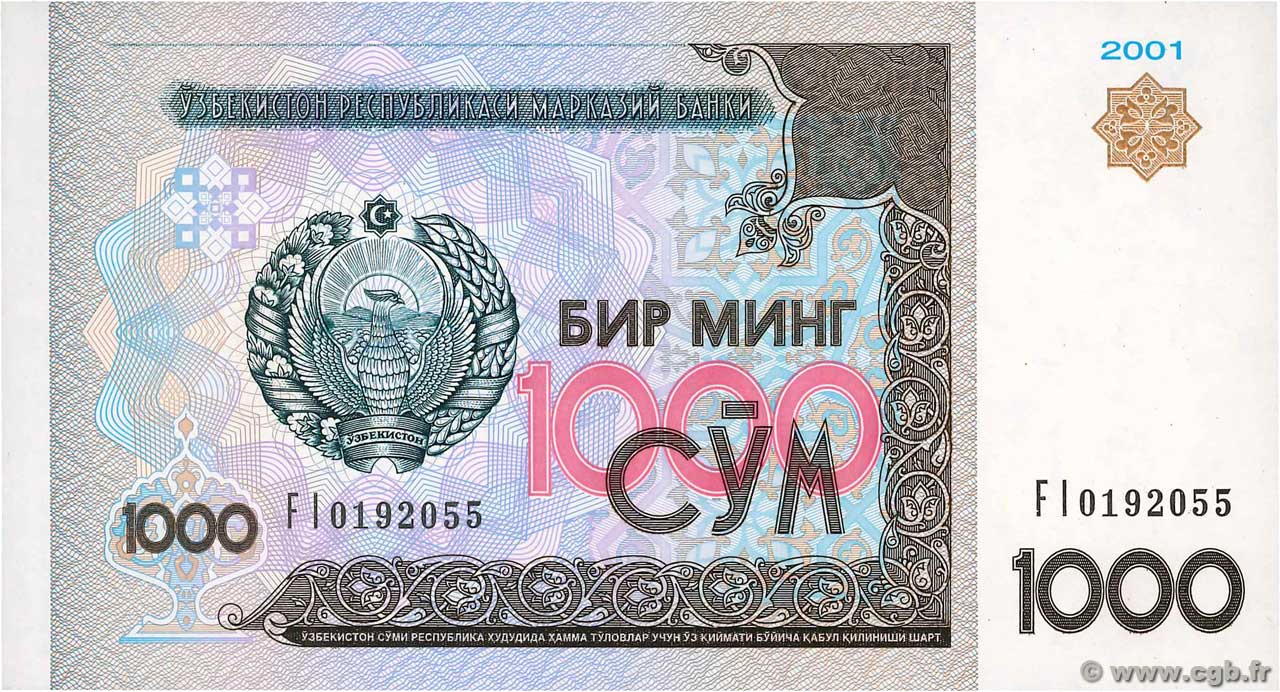 1000 Sum USBEKISTAN  2001 P.82 ST