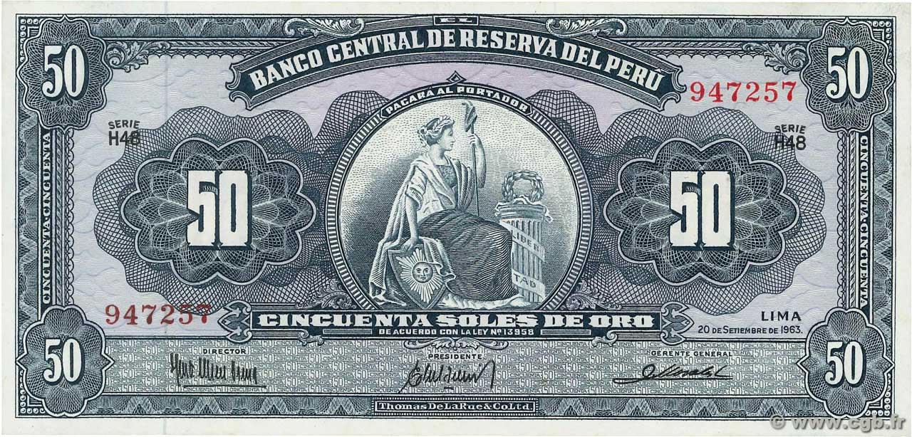 50 Soles PERU  1963 P.085a UNC